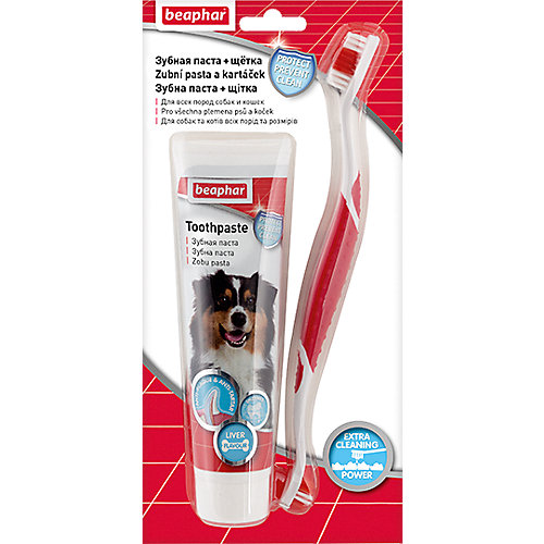 Зубная паста и щётка Beaphar Toothpaste для собак и кошек, 100 г