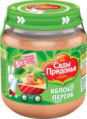 Пюре Сады Придонья яблоко персик с 5 мес, 12 шт по 120 г