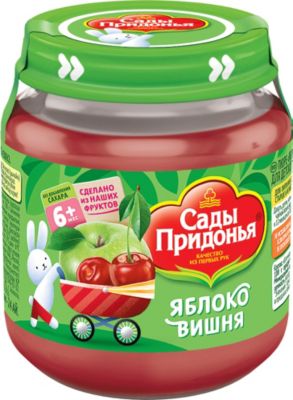 Пюре Сады Придонья яблоко вишня с 6 мес, 12 шт по 120 г