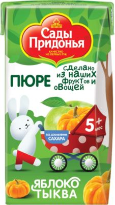 Пюре Сады Придонья яблоко тыква с 5 мес, 18 шт по 125 г