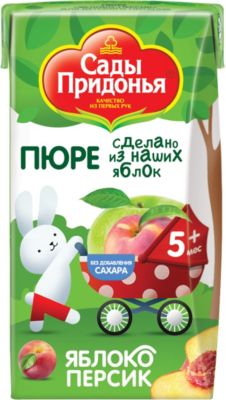 Пюре Сады Придонья яблоко персик с 5 мес, 18 шт по 125 г