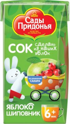 Сок Сады Придонья яблоко шиповник с 6 мес, 18 шт по 125 г