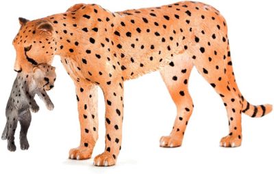 Фигурка Animal Planet Гепард с детенышем в пасти, 6 см