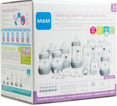 MAM Easy Start Anti-Colic Babyflaschen Set ab Geburt Baby Geschenk Set Flaschen etc. rosa mitwachsende Baby Erstausstattung mit Schnuller