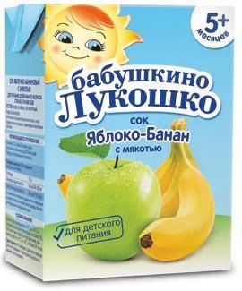 Сок Бабушкино Лукошко яблоко банан с мякотью, с 5 мес, 200 мл х 18 шт