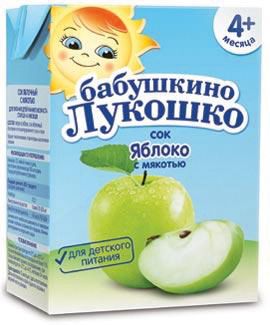 Сок Бабушкино Лукошко яблоко с мякотью, с 4 мес, 200 мл х 18 шт