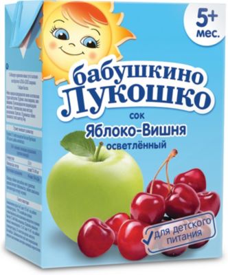 Сок Бабушкино Лукошко яблоко вишня осветлённый, с 5 мес, 200 мл х 18 шт