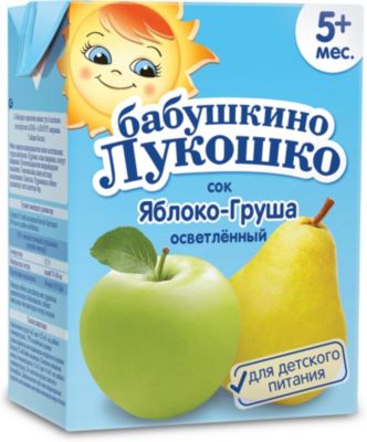 Сок Бабушкино Лукошко яблоко груша осветлённый, с 5 мес, 200 мл х 18 шт