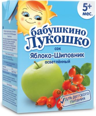 Сок Бабушкино Лукошко яблоко шиповник осветлённый, с 5 мес, 200 мл х 18 шт