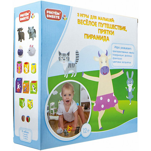 Игра развивающая 1Toy 3-в-1 Веселое путешествие, Прятки, Пирамида от 1Toy
