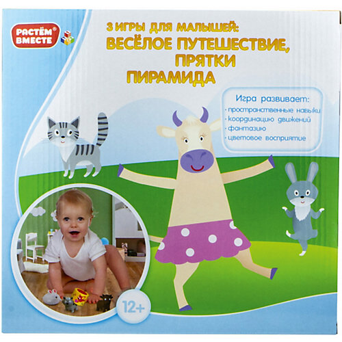 Игра развивающая 1Toy 3-в-1 Веселое путешествие, Прятки, Пирамида от 1Toy