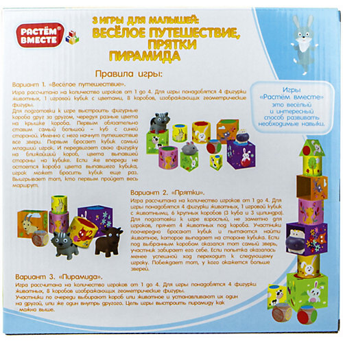 Игра развивающая 1Toy 3-в-1 Веселое путешествие, Прятки, Пирамида от 1Toy