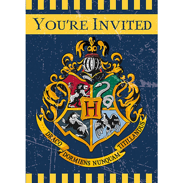 Einladungskarten Harry Potter, 8 Stück inkl. Umschläge