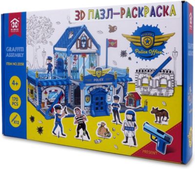 3D Пазл-раскраска Synergy "Полицейский Участок", 170 деталей
