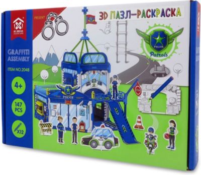3D Пазл-раскраска Synergy "Полицейский Участок", 147 деталей