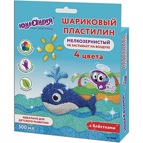 Шариковый пластилин Юнландия "Юрландик-океанолог", 4 цвета от Юнландия