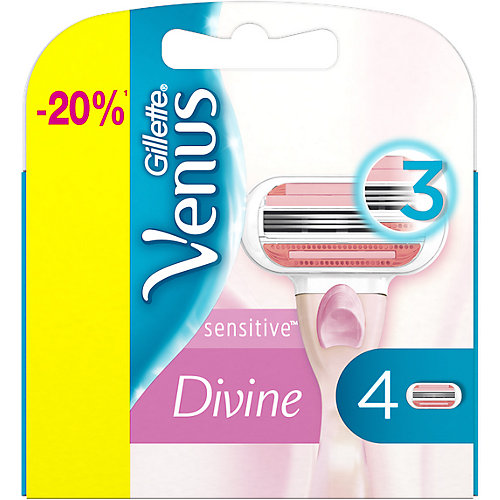 Сменные кассеты для бритвы Gillette Venus Divine Sensitive, 4 шт