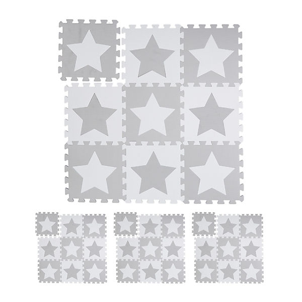 36 x Puzzlematte Sterne weiß-grau