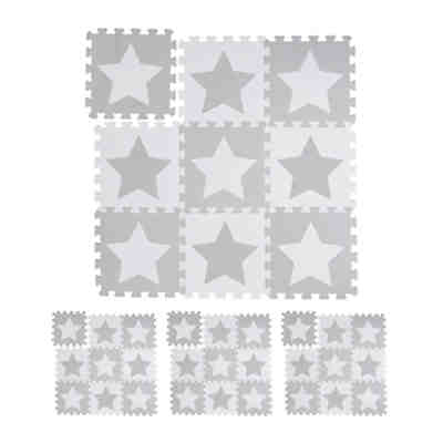 36 x Puzzlematte Sterne weiß-grau
