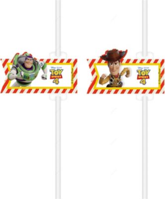 Papiertrinkhalme Toy Story 4 mit Figuren, 4 Stück