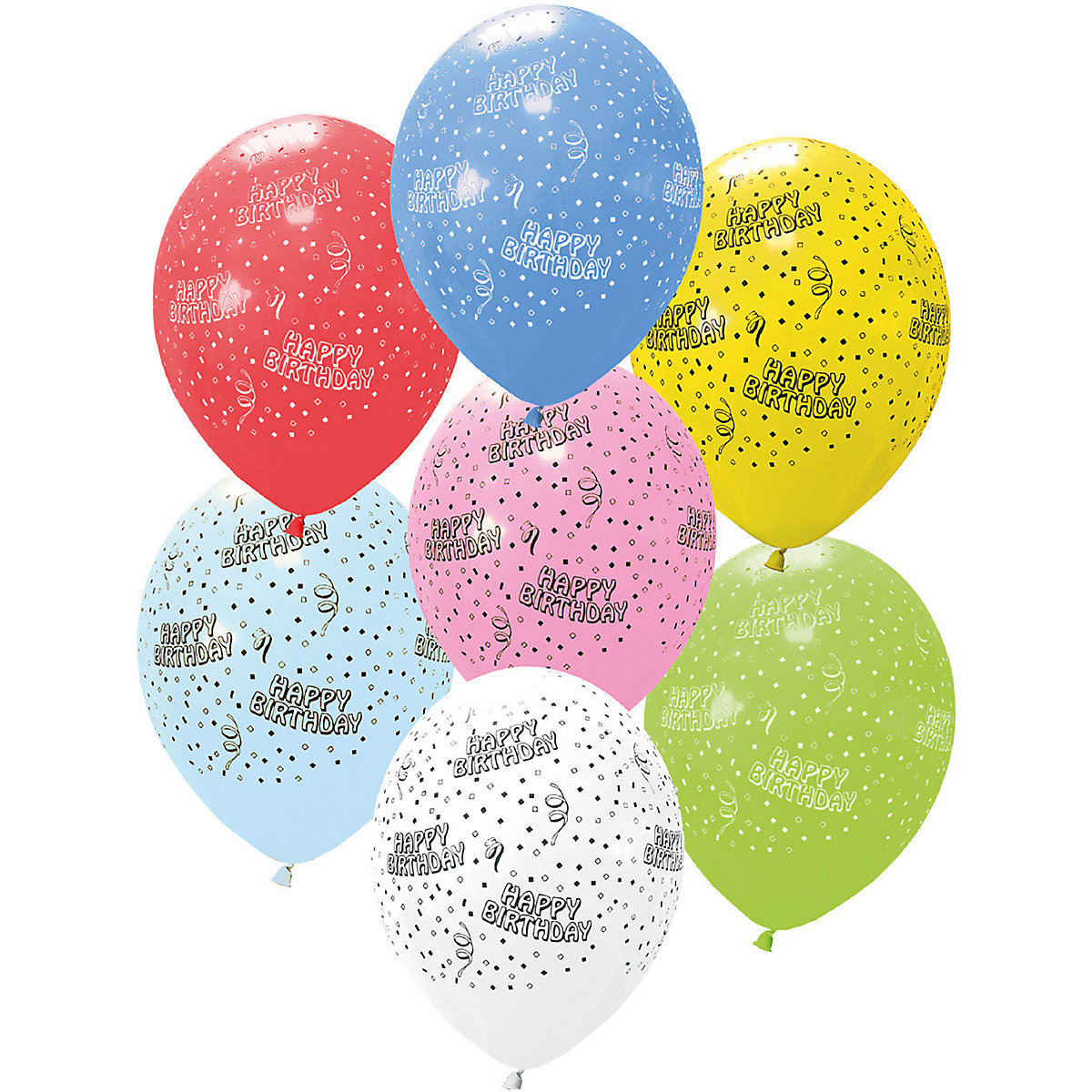 Procos Luftballons 28 cm Happy Birthday 6 Stück in verschiedenen Farben