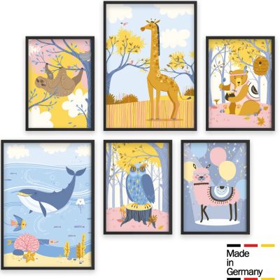 Kinderzimmer Poster6er Set 4x A4 2x A3 Mit Tieren Poster Tiere Poster Fur Kinder Mammacita Mytoys