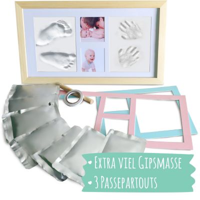 3D Baby Fußabdruck Bilderrahmen Fotorahmen Set Gipsabdruck Handabdruck Geschenke 
