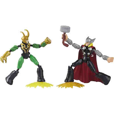 Marvel Avengers Bend and Flex Thor gegen Loki Action-Figuren, 15 cm große biegbare Figuren, enthält 2 Accessoires, ab 4 Jahren