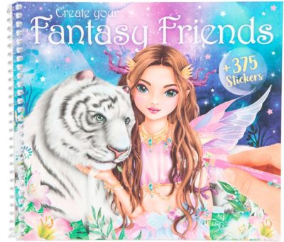 TOPModel Create your Fantasy Friend, Malbuch mit Stickerbogen