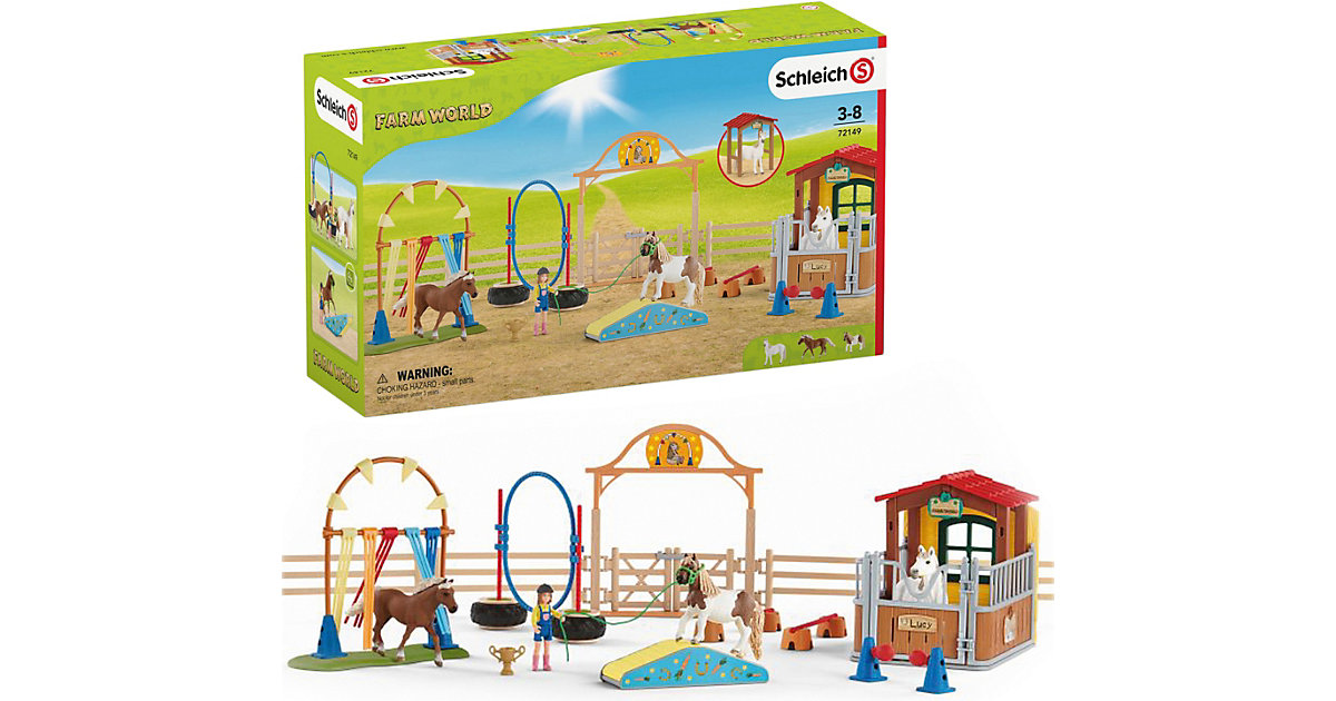 Spielzeug/Sammelfiguren: Schleich Schleich 72149 Farm World: Agility bei der Pferdebox - Special Set