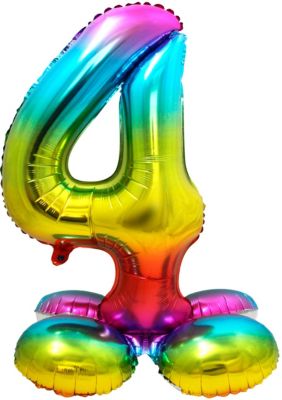 XL Helium Folienballon Silber Zahlen vier Transparent Zahl 4 Geburtstag Geschenk 
