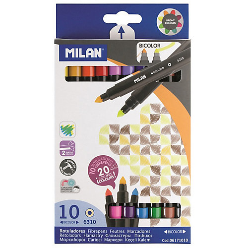 Фломастеры двусторонние Milan, 20 цветов от Milan