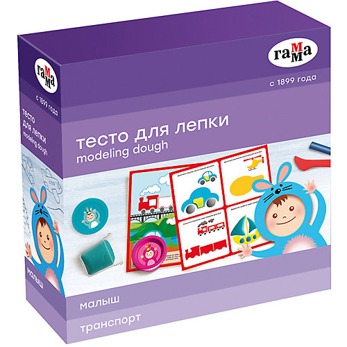 Игровой набор теста для лепки с карточкой Гамма "Транспорт", 5 цветов от ГАММА