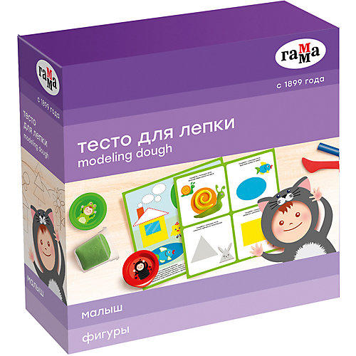 Игровой набор теста для лепки с карточкой Гамма "Фигуры", 5 цветов от ГАММА