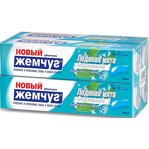 Зубная паста Новый Жемчуг Ледяная мята + отбеливание, 100 мл, 4 шт