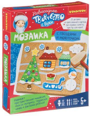 Набор для творчества Bondibon "Мозаика с гвоздями и молоточком"