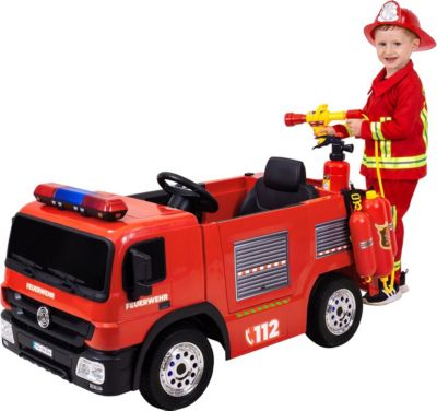 Kinder Elektroauto Feuerwehr Feuerwehrauto mit Drehleiter mit Licht & Sound LKW 