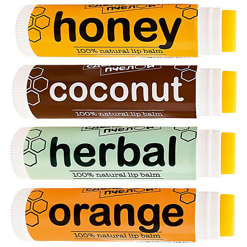 Набор бальзамов для губ Сделано пчелой Coconut, Медовый, Herbal, Orange, 17 г