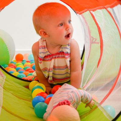 Tunnel & 200 Bälle Kinderzelt Krabbeltunnel Spielzelt Babyzelt Tasche Bällebad 