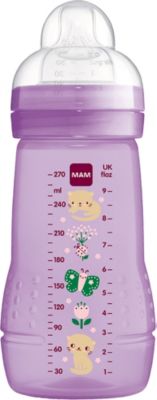 Mam Easy Active 2er Set Flasche mit Sauger Größe 3 330 ml schneller Durchfluss 4+ Monate transparent und rosa 