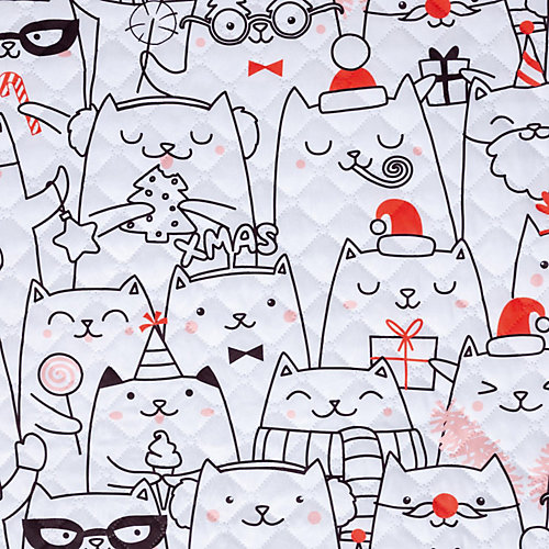 Покрывало Этель Xmas cat, 230х210 см - белый