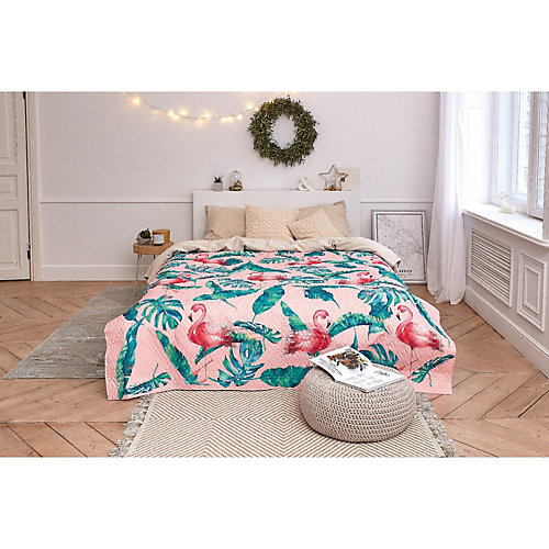 Покрывало Этель Tropical flamingo, 190х205 см - розовый