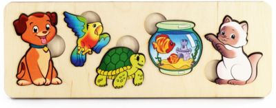 Пазл-рамка Нескучные игры "Домашние животные", 5 элементов