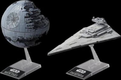 Image of Death Star II & Imperial Star Destroyer, Bandai Modellbausatz Star Wars im Maßstab 1:2700000 + 1:14500, 48 Teile, 5,1 + 11,1 cm