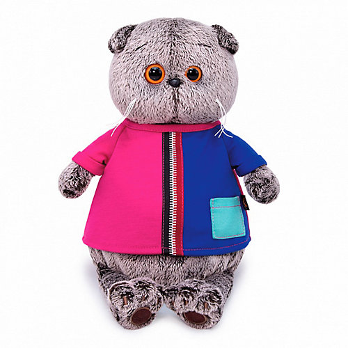 Мягкая игрушка Кот Басик в двухцветной футболке, 19 см от Budi Basa