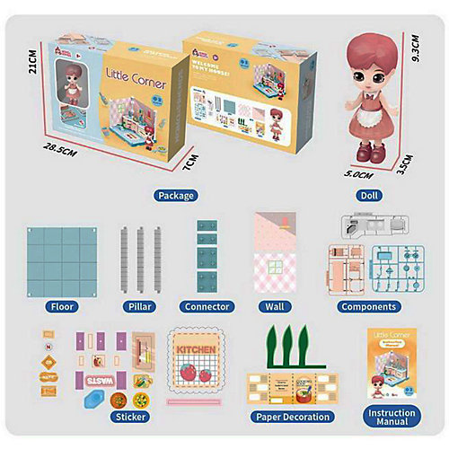 Модульный домик ABtoys Мини-кукла на кухне, 1 секция от ABtoys