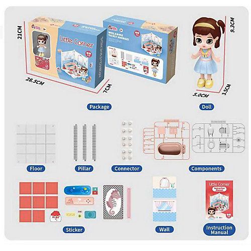 Модульный домик ABtoys Мини-кукла в ванной комнате, 1 секция от ABtoys