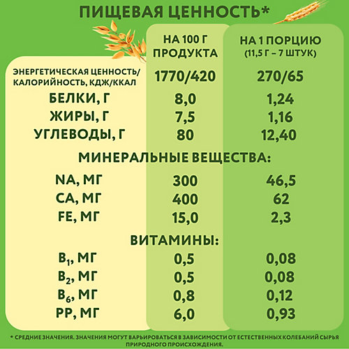 Детское печенье Малютка 5 злаков, с 6 мес, 45г х 24шт от Малютка