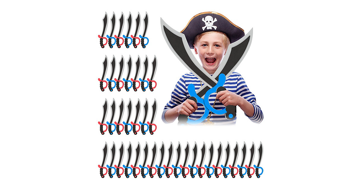 40 x Piratensäbel Schaumstoffschwert Kinderschwert Säbel Pirat Entersäbel Set mehrfarbig – 33%