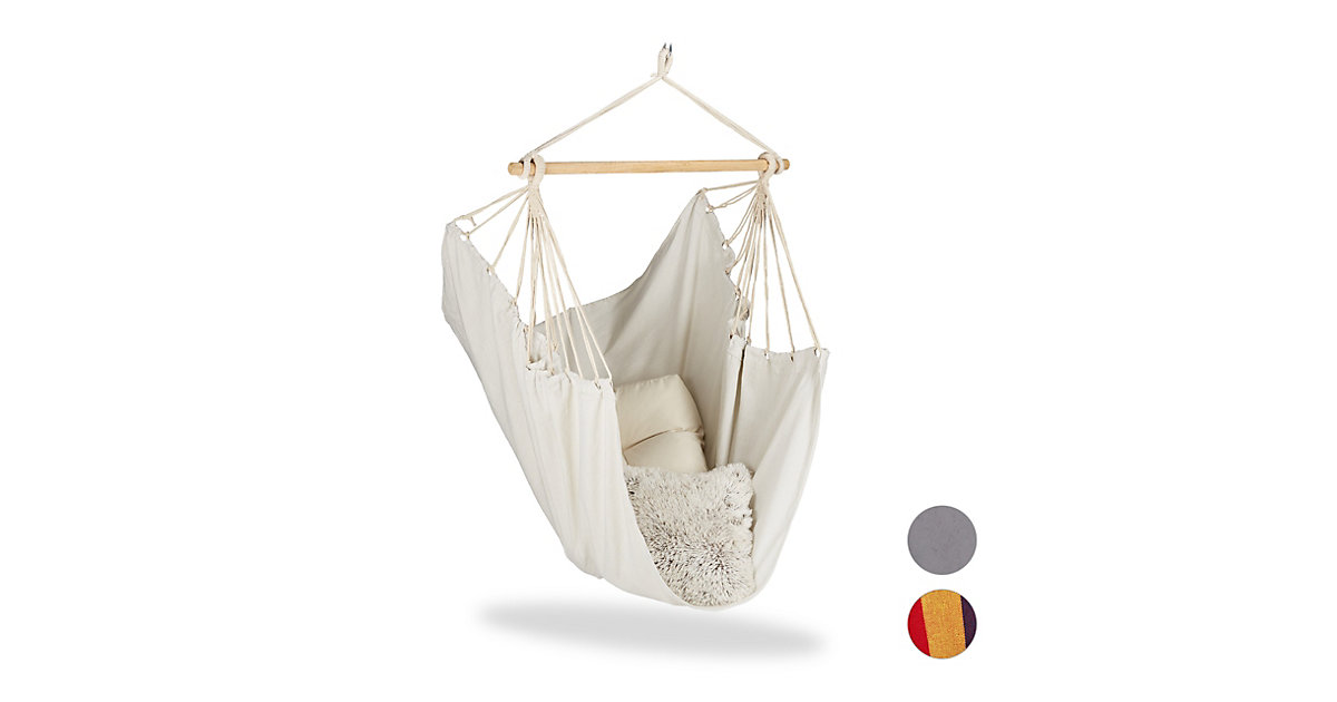 relaxdays Hängesitz Baumwolle beige